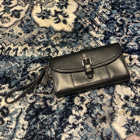 Black Coach Wristlet Wallet - Picture 1 of 8